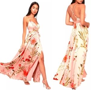 Lulu's Still the One Blush Pink Floral Dress Size Small